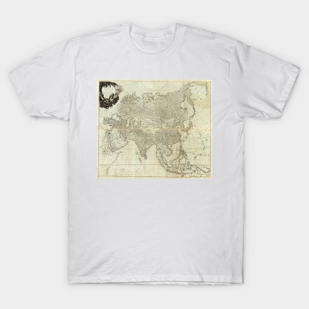 Vintage Map of Asia (1757) T-Shirt by Bravuramedia